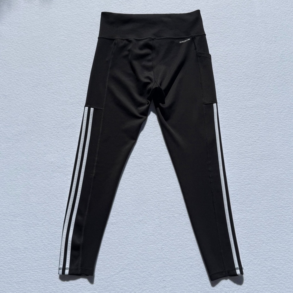 Adidas Aeroready Black 3-Stripes High-Rise Pocket Leggings Size Medium - Picture 4 of 11